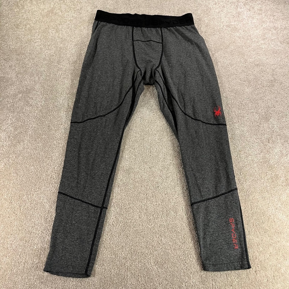 Spyder Base Layer Leggings Mens Medium Gray Thermal Compression Tights